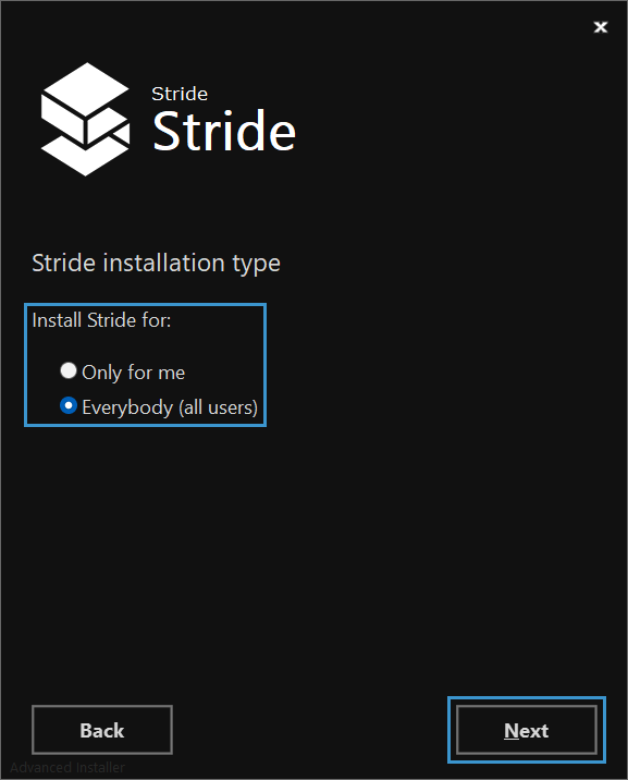 Stride installation type window
