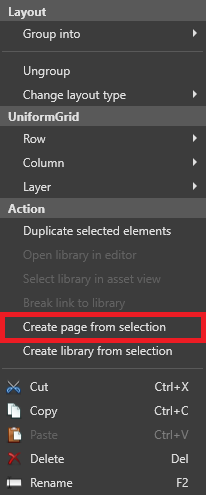 Create page from selection
